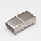Tarnish Resistant 304 Stainless Steel Magnetic Clasps with Glue-in Ends, Frosted, Rectangle, Stainless Steel Color, 25x13x8mm, Hole: 6x11.5mm