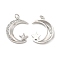 Brass Micro Pave Cubic Zirconia Pendants, Cadmium Free & Nickel Free & Lead Free, with Jump Ring, Moon & Star Charms, Platinum, 24x19x3.6mm, Hole: 2.5mm