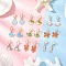 9Pair Alloy Enamel Dangle Earrings, Ocean Animals, Mixed Shape, Golden, 37.5~45x9~17mm