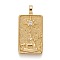 Brass Micro Pave Clear Cubic Zirconia Pendants, Real 18K Gold Plated, Tarot Card Charms, The Star, Real 18K Gold Plated, 30x15x4mm, Hole: 3~4mm