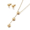 Half Round 304 Stainless Steel Jewelry Sets, Cable Chains Pendant Necklaces and Stud Earrings, with Ear Nuts and Lobster Claw Clasps, Golden, 20.74 inch(52.7cm), 8mm, Pin: 0.7mm