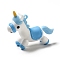 PVC Plastic Big Pendants, Unicorn Charm, Deep Sky Blue, 49x63x20mm, Hole: 3mm
