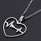 Non-Tarnish 201 Stainless Steel Pendants Necklaces, with Cable Chains and Lobster Claw Clasps, Heart with Heartbeat, Stainless Steel Color, 17.71 inch(45cm), 1.5mm