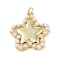 Brass Pendants, Cadmium Free & Lead Free, with ABS Imitation Pearl, Real 18K Gold Plated, Star, 19x17.5x2.5mm, Hole: 1.6mm