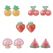 Resin Fruits Stud Earrings, 304 Stainless Steel Jewelry, Mixed Shapes, 18.5~22.5x15~22mm
