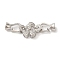 Flower Brass Micro Pave Clear Cubic Zirconia Fold Over Clasps, Cadmium Free & Nickel Free & Lead Free, Real Platinum Plated, 39mm, Hole: 4.5mm