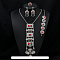 Rectangle Alloy with Resin Pendant Necklace & Stud Dangle Earring & Link Bracelet & Ring, Antique Silver, Red, 40x22mm & 540mm & 210~230mm & 22mm