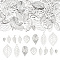 320Pcs 8 Style Stainless Steel Pendants, Leaf, Stainless Steel Color, 7~24x3.5~14x0.3~1mm, Hole: 0.8~1.2mm, 40pcs/style