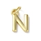Rack Plating Brass Charms, Cadmium Free & Lead Free, Long-Lasting Plated, Real 18K Gold Plated, Letter N, 11.5x8.5x1.5mm, Hole: 3.2mm
