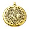 Alloy Pendants, Flat Round, Antique Golden, 48x41.5x6mm, Hole: 4mm