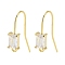 Brass Micro Pave Cubic Zirconia Earrings Findings, Real 18K Gold Plated, Rectangle, 17.5x5mm, Hole: 1.2mm, Pin: 0.8mm