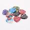 Handmade Millefiori Glass Pendants, with Iron Clasps, Heart, Mixed Color, 20x20x3.5mm, Hole: 2mm