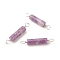 Natural LepidoliteConnector Charms, with Platinum Tone Eco-Friendly Brass Wire Double Loops, Column, 23~24x4mm, Hole: 2~2.6mm