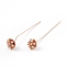 Brass Micro Pave Clear Cubic Zirconia Flower Head Pins, Light Gold, 55mm, Pin: 21 Gauge(0.7mm)