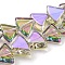 Half Rainbow Plated Electroplate Transparent Glass Beads Strands, Fan, Medium Orchid, 8x10.5x4mm, Hole: 1mm, about 80pcs/strand, 25.51 inch(64.8cm)