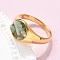 Round Natural Aquamarine Chips Finger Rings, 304 Stainless Steel Rings, Real 18K Gold Plated, 10.5mm, Inner Diameter: 17mm