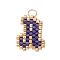 Handmade MIYUKI Seed Beads, Loom Pattern Letter Pendants, with 304 Stainless Steel Jump Rings, Letter A, 15x12x2mm, Hole: 2.5mm