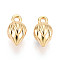 Brass Charms, Long-Lasting Plated, Nickel Free, Real 18K Gold Plated, Flower, 12x7x7mm, Hole: 1.6mm