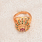 Hollow Geometric Heavy Duty Brass Pave Cubic Zirconia Adjustable Finger Rings for Women, Round, Colorful, 18mm, Inner Diameter: 16mm~18mm