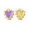 Rack Plating Brass Enamel Pendants, with Jump Ring, Lead Free & Cadmium Free, Heart Charm, Real 18K Gold Plated, Lilac, 19x18x3mm, Hole: 3.5mm
