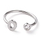 Brass Micro Pave Clear Cubic Zirconia Cuff Rings, Open Rings, Long-Lasting Plated, Platinum, Letter O, US Size 6, Inner Diameter: 17mm