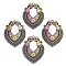 Alloy Pendants, Cadmium Free & Lead Free, Rainbow Color, 47.5x37x2.5mm, Hole: 2mm