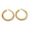 Rack Plating Brass Textured Ring Hoop Earrings, Long-Lasting Plated, Cadmium Free & Lead Free, Real 18K Gold Plated, 43x40x5mm