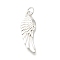 925 Sterling Silver Pendants, with Jump Ring and 925 Stamp, Silver Color, Wing, 21.5x6.5x1mm, Hole: 2.5mm