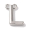 Rack Plating Brass Pendants, Long-Lasting Plated, Lead Free & Cadmium Free, Letter Charms, Platinum, Letter L, 11x8x2mm, Hole: 1mm