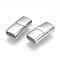 Tarnish Resistant 304 Stainless Steel Magnetic Clasps with Glue-in Ends, Rectangle, Stainless Steel Color, 24.5x12x7.5mm, Hole: 5x10mm