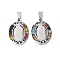 201 Stainless Steel Pendants, with Rhinestone, Oval with Virgin Mary & Word Love Charms, Stainless Steel Color, 28.5x21x3.5mm, Hole: 9x4.5mm