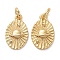 Brass Charms, with Jump Rings, Oval & Planet & Star, Golden, 13x8x2mm, Hole: 3mm