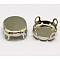 Round Brass Sew on Prong Settings, Claw Settings for Pointed Back Rhinestone, Platinum, 14x0.3mm, Fit for 14mm round cabochon, about 500pcs/bag
