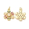 Brass & Cubic Zirconia & Plastic Imitation Pearl Pendants, Cadmium Free & Lead Free, Rack Plating, Christmas Theme, Snowflake, Real 18K Gold Plated, 17.5x13.5x3.5mm, Hole: 3mm