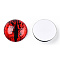 Glass Cabochons, Half Round with Evil Eye, Vertical Pupil, Red, 20x6.5mm