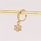 Brass Micro Pave Clear Cubic Zirconia Dangle Hoop Nose Rings, Golden, Snowflake, 8mm