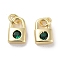 Brass Micro Pave Cubic Zirconia Charms, Cadmium Free & Nickel Free & Lead Free, with Jump Ring, Lock, Real 18K Gold Plated, Green, 9x5.5x2.5mm, Hole: 1.6mm