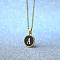 Alloy Black Enamel Flat Round with Letter Pendant Necklaces for Women, Golden, Letter A, 17.72 inch(45cm)