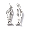 Rack Plating Brass Micro Pave Cubic Zirconia Pendants, Cadmium Free & Lead Free, with Jump Ring, Fish Charm, Platinum, 25.5x8x4mm, Hole: 3.3mm