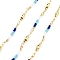 Brass Ball Chains, with Glass Seed Beads, Cadmium Free & Nickel Free & Lead Free, Real 18K Gold Plated, Soldered, with Spool, Dark Blue, 20x3x2mm