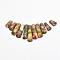 Assembled Gold Line and Imperial Jasper Beads Strands, Graduated Fan Pendants, Focal Beads, Dyed, Colorful, 16~39x9.5~10x5mm, Hole: 1mm, 11pcs/strand, 3.27 inch