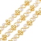 Brass Infinity Link Chains, with ABS Imitation Pearl, Soldered, Cadmium Free & Nickel Free & Lead Free, with Spool, Golden, 12x5.5x3mm, about 16.40 Feet(5m)/Roll