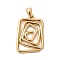 Golden Plated 304 Stainless Steel Pendants, Wire Wrapped Charms, Rectangle, 29x19x2mm, Hole: 6x3mm