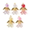 Transparent Acrylic and Glass Pendants, with Iron Flat Head Pins and Tibetan Style Alloy Beads, Antique Golden, 28~31x20x5~5.5mm, Hole: 1.7~2.5mm