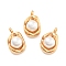 304 Stainless Steel Inlay ABS Pearl Pendants, Golden, 14x8.5x7mm, Hole: 1.6mm