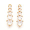 Brass Micro Pave Cubic Zirconia Pendants, Long-Lasting Plated, Nickel Free, Real 18K Gold Plated, Heart, 25.5x7.5x3.5mm, Hole: 1.4mm