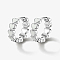 Anti-Tarnish Rhodium Plated 925 Sterling Silver Huggie Hoop Earrings for Women, with S925 Stamp & Enamel, Ring with Heart, Platinum, White, 15x14mm