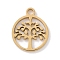 304 Stainless Steel Charms, Laser Cut, Golden, Tree of Life, 10x8x1mm, Hole: 1mm