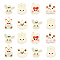 30Pcs 6 Styles Alloy Enamel Pendants, Animals Head, White, 18.5x18.5x1.5mm, Hole: 1.8mm, 5pcs/style