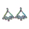 304 Stainless Steel Chandelier Component Links, Ion Plating(IP), Triangle, Rainbow Color, 28.5x24.5x2.5mm, Hole: 1.8mm and 2mm